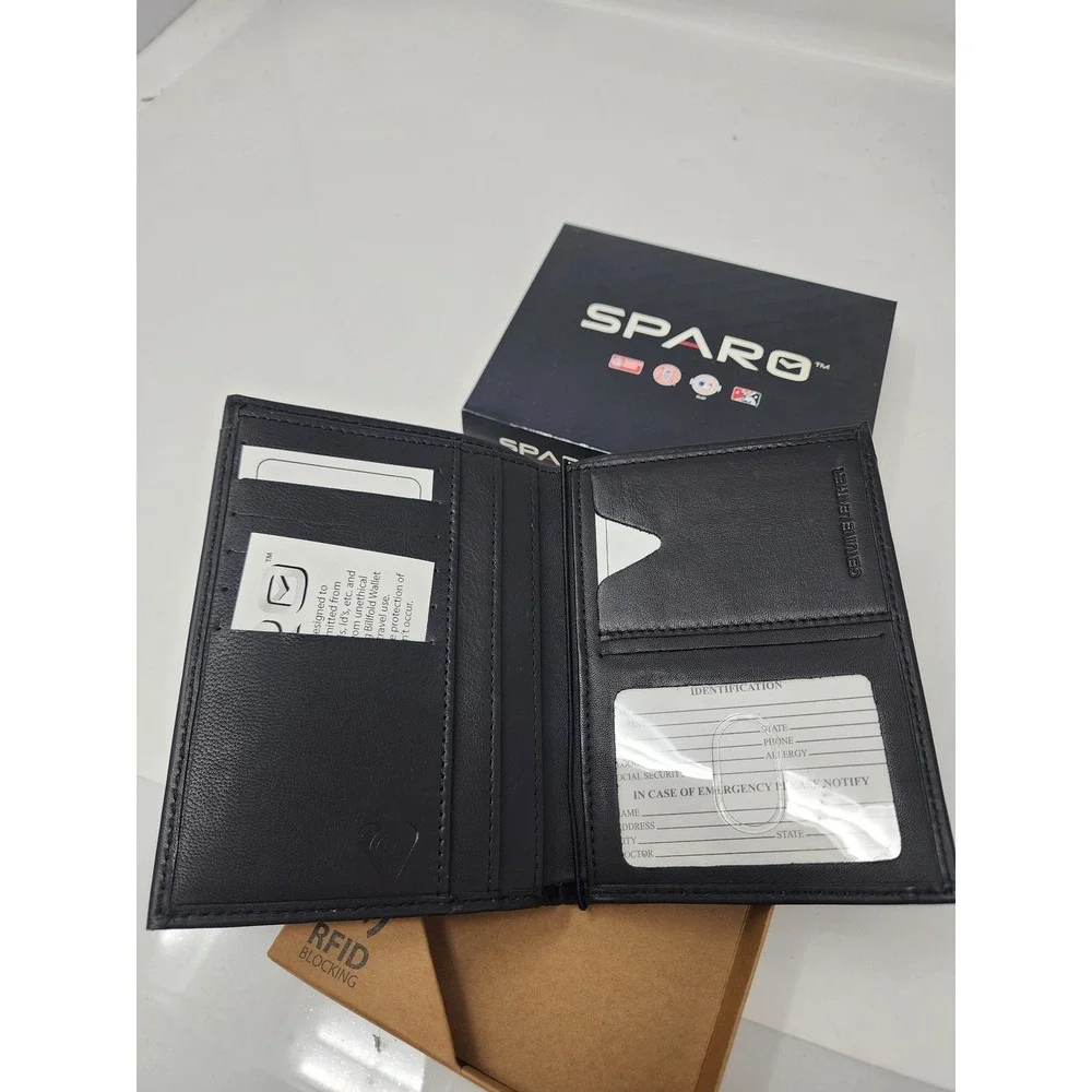 Sparo Mens Washington Nationals Bifold Travel Wallet Black Leather RFID Size OS